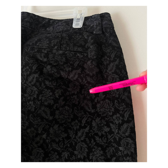Talbots Womens Petites 14P Straight Leg Black Pants Suede Floral Print - Picture 6 of 9